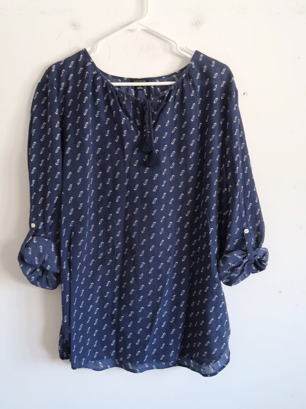 Ann Taylor Blue Long Sleeve Blouse - Size Large